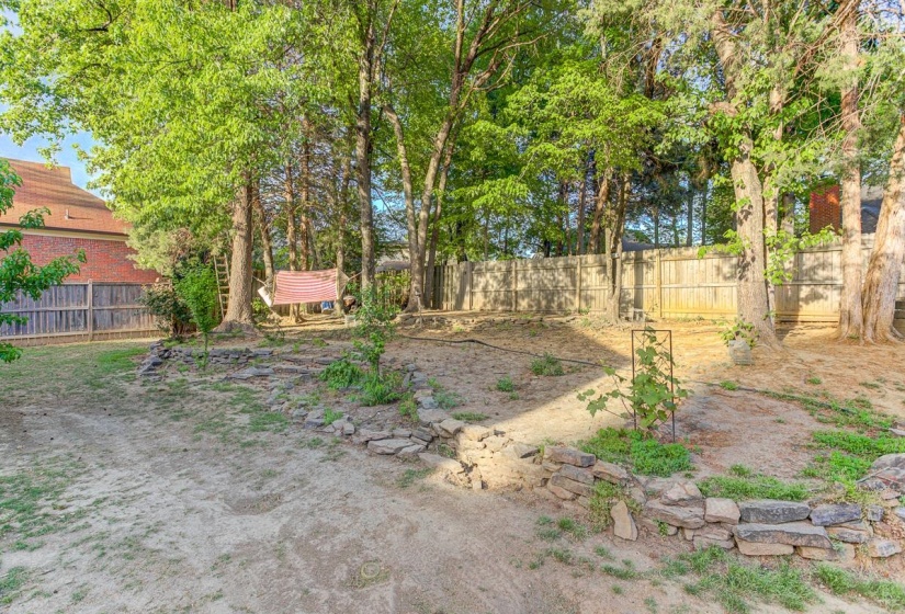 View of fenced backyard