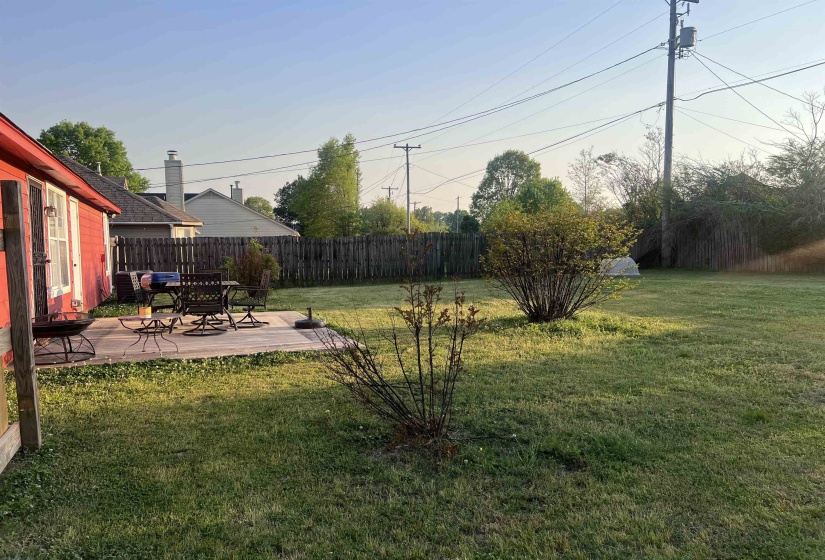 Fenced backyard featuring a patio