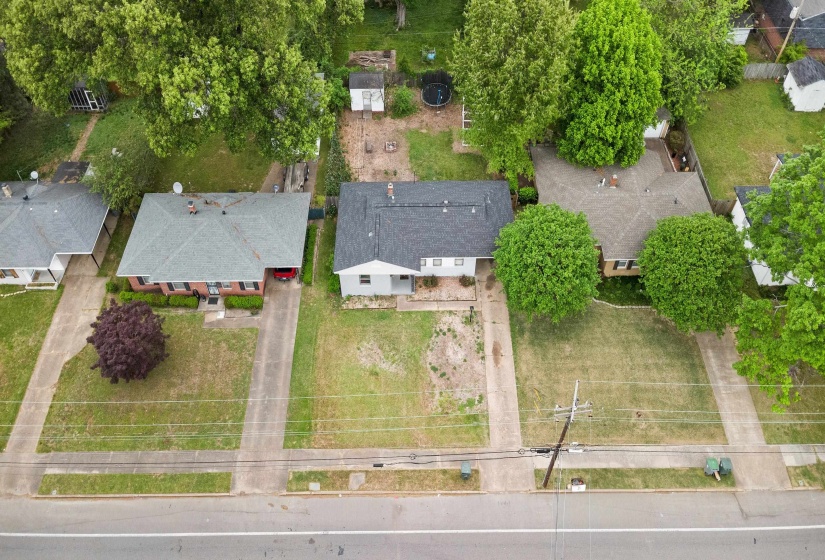 Aerial view of residential area