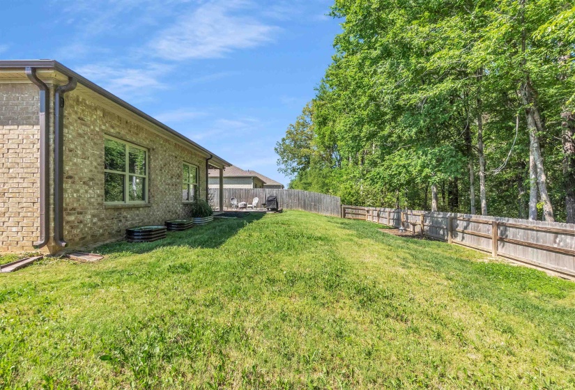 View of fenced backyard