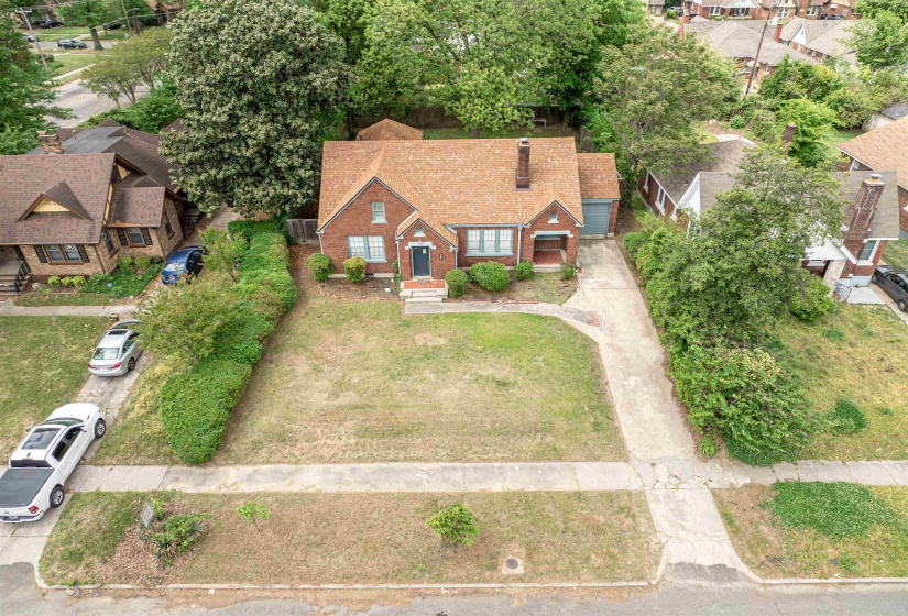 Aerial view of residential area