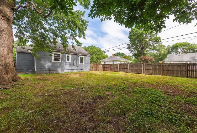 View of fenced backyard