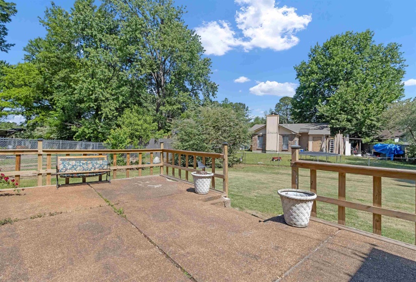 View of fenced backyard