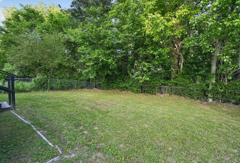 View of fenced backyard