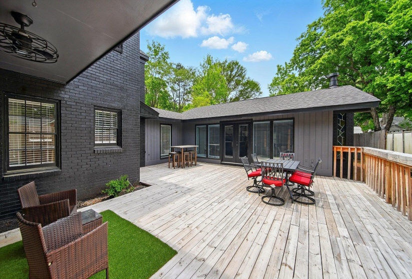 Wooden terrace with outdoor dining area