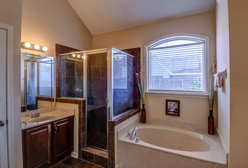 Soaking tub with an arched window