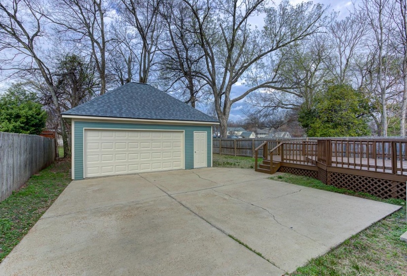 View of detached garage