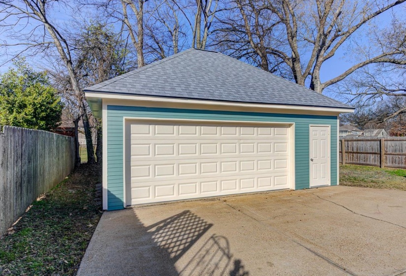 View of detached garage