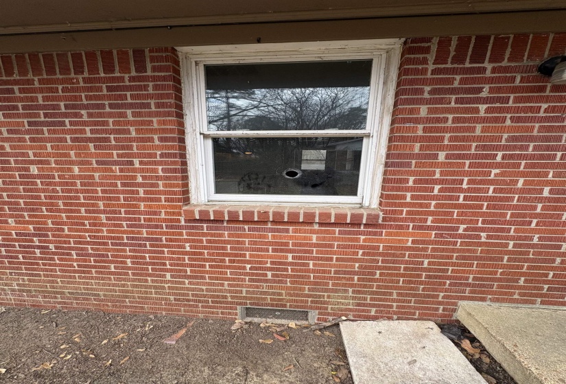 Exterior view of brick siding