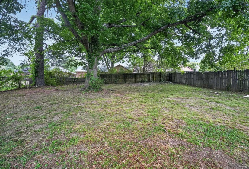 View of fenced backyard