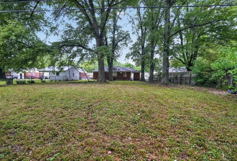 View of fenced backyard