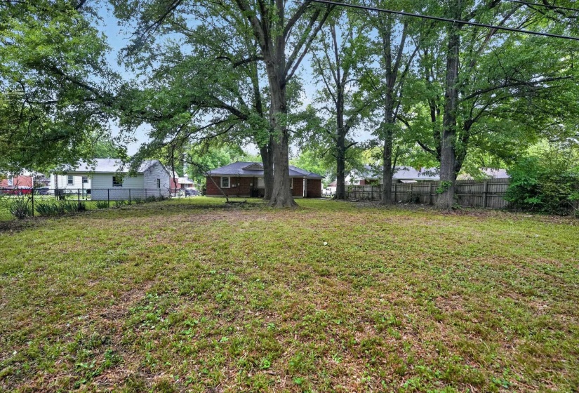 View of fenced backyard