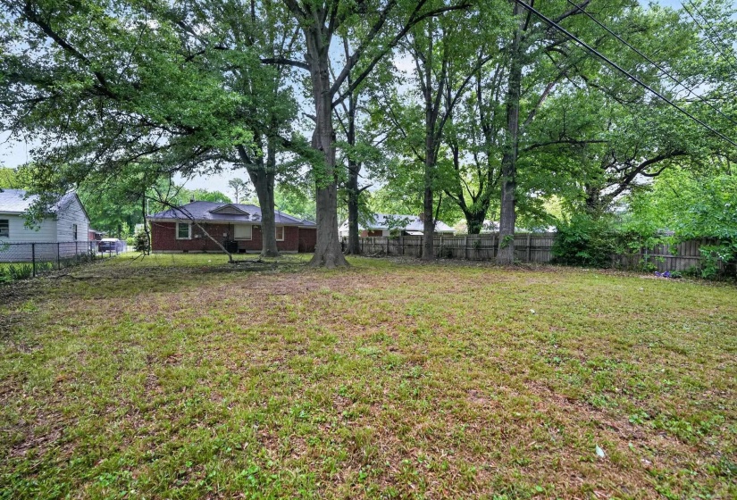 View of fenced backyard