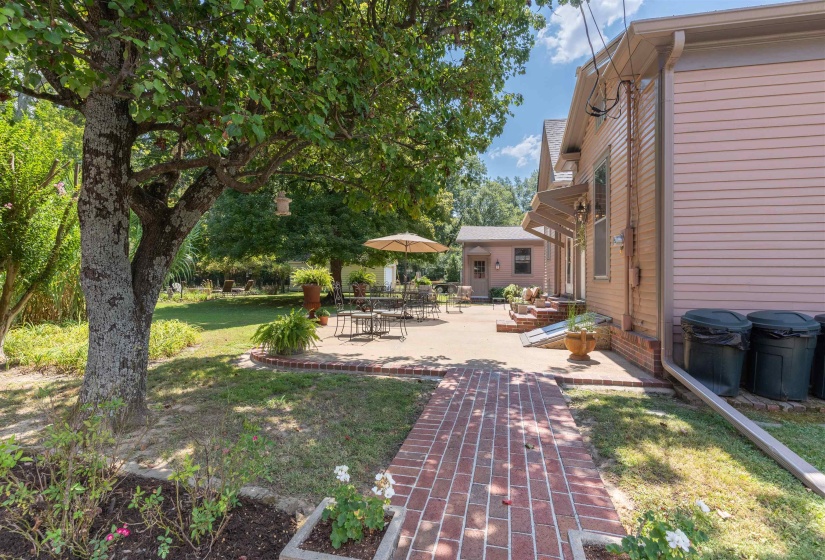 View of side yard with a patio.  View from Marginal St.