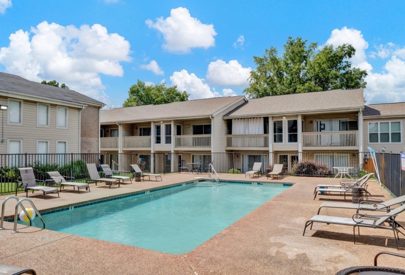 Outdoor swimming pool with concrete decking