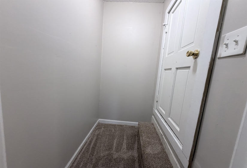 Interior space featuring carpet floors and baseboards