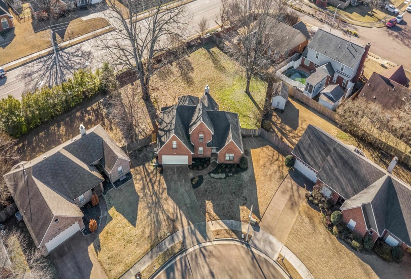 Aerial perspective of suburban area