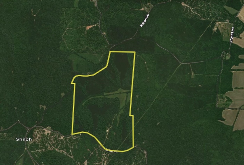 Property Boundary Overlay. Illustrating the defined perimeter of the property on an aerial map