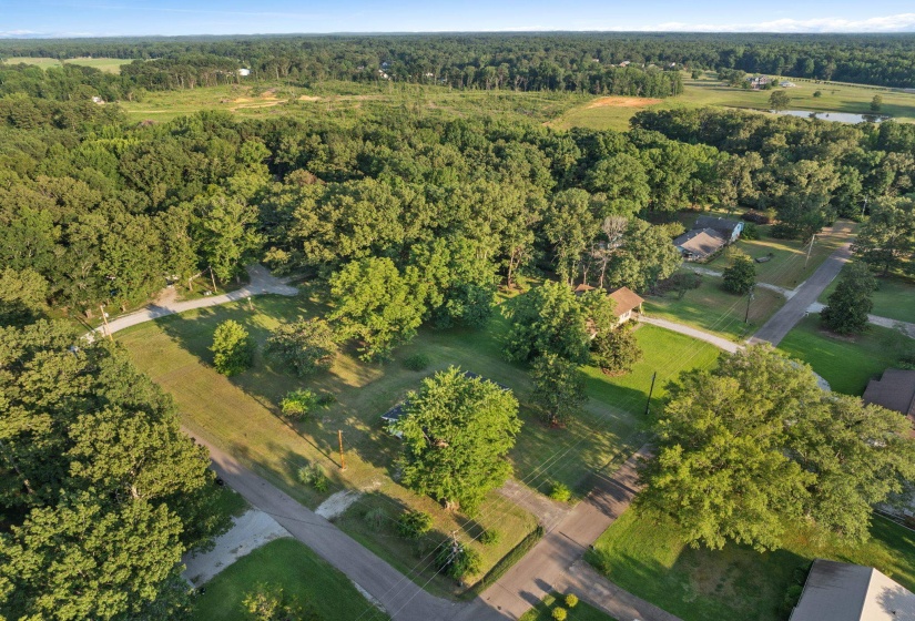 Aerial view of property and surrounding area featuring a heavily wooded area