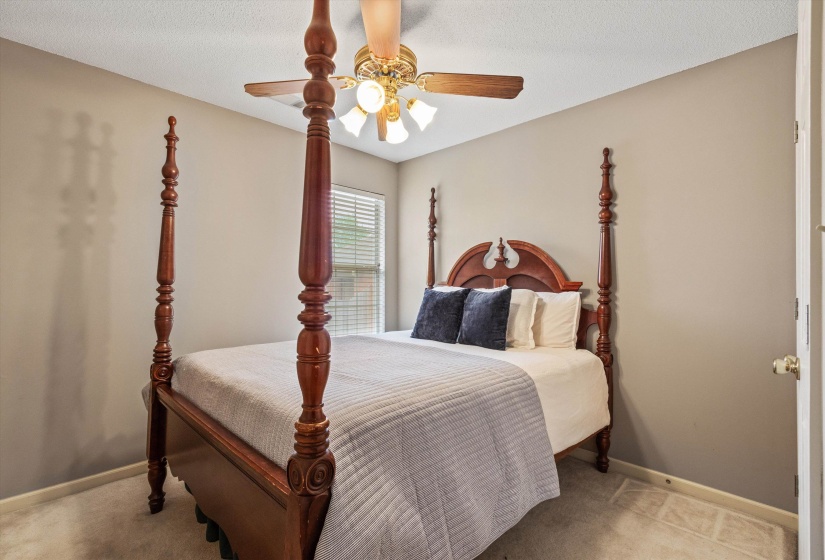 Neutral-toned walls complement the textured ceiling