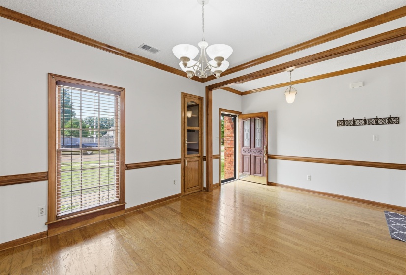 View inside dining room facing the front door