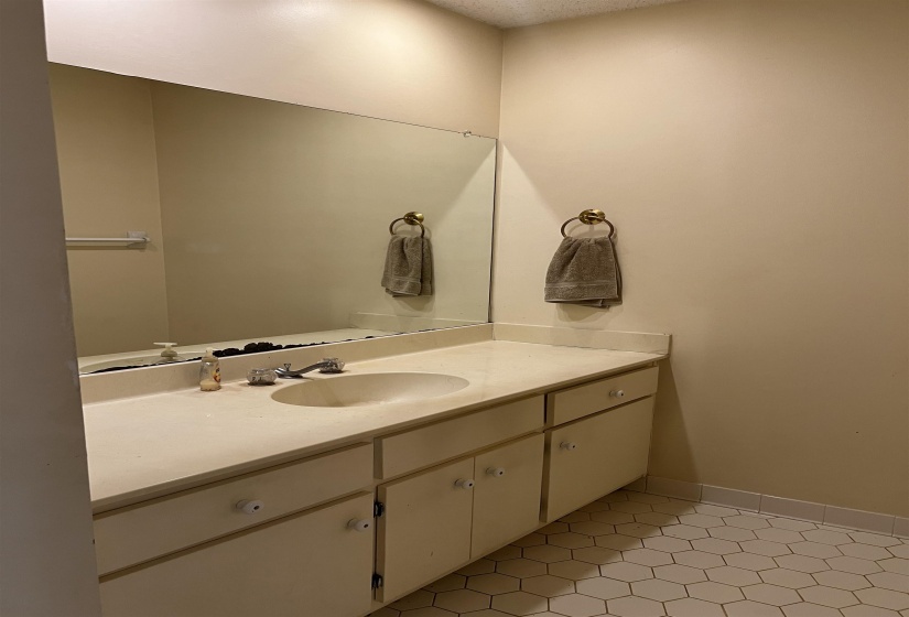 Bathroom featuring vanity and baseboards