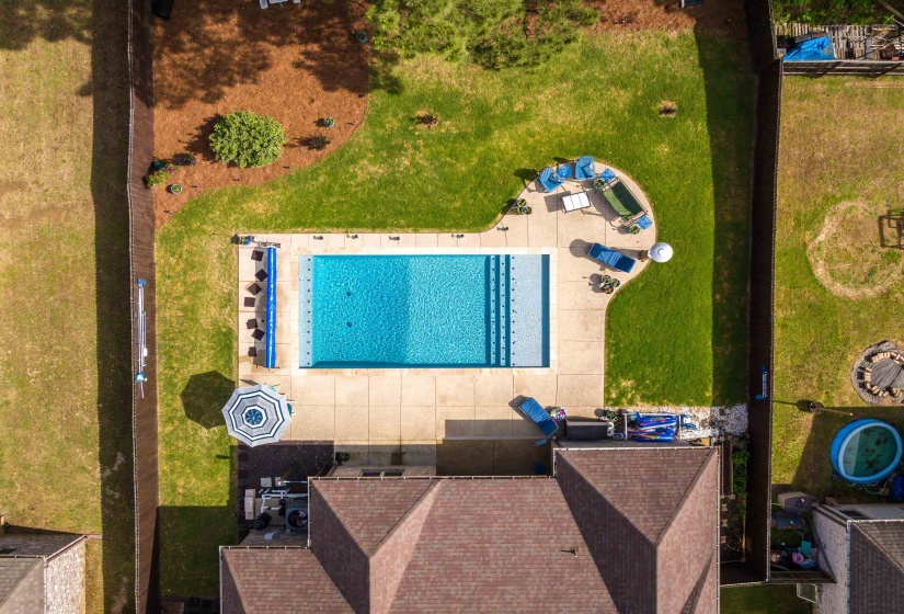 Rectangular inground pool with concrete surround