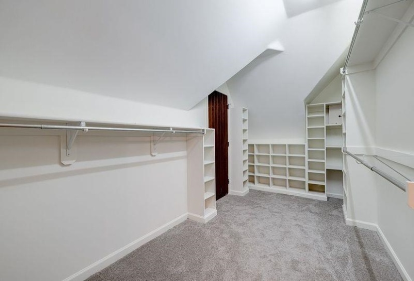 Spacious closet with light carpet