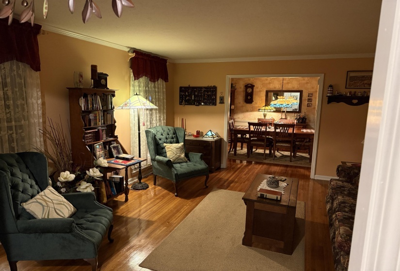 Hardwood flooring throughout the main living area
