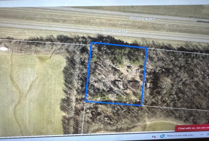 Aerial Map. Indicating the boundaries of the property relative to State Route 385 W and State Route 385 E