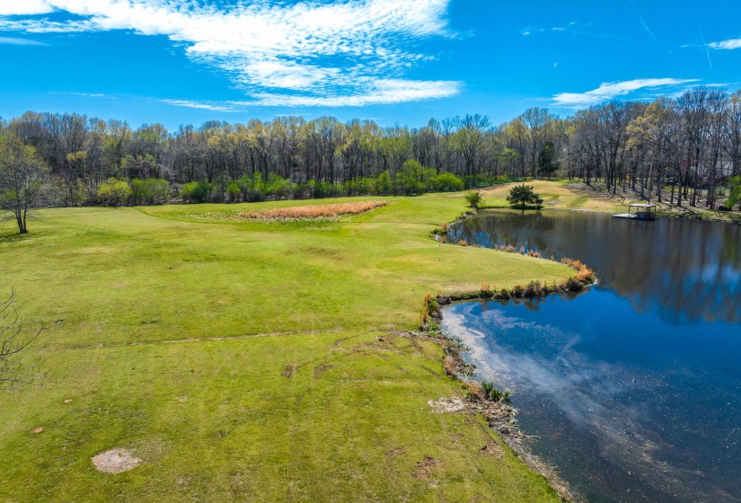 Bird's eye view with a water view and a view of trees