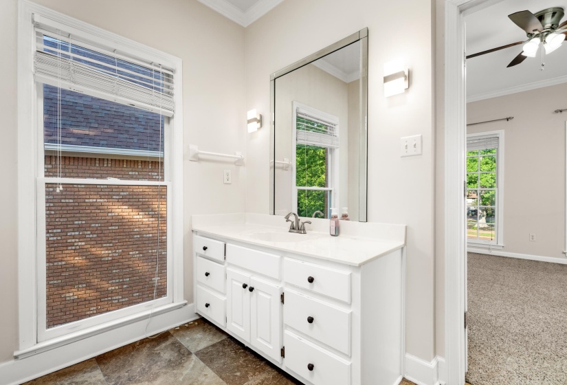 Plenty of Natural Light With Clean White Vanity.