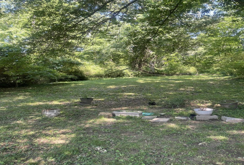 Expansive wooded lot featuring mature trees providing ample shade