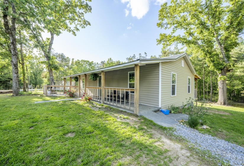 Spacious front porch spanning the home's width