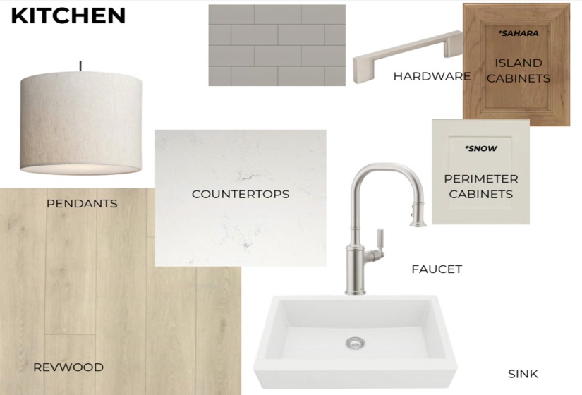 Kitchen Finish Selections. Displaying material and fixture choices for the property's kitchen area