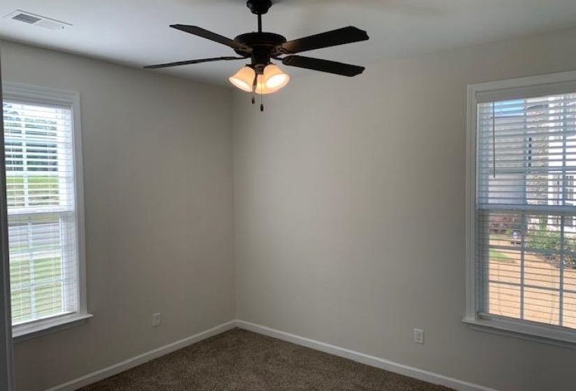 Spare room with a wealth of natural light, carpet flooring, visible vents, and baseboards