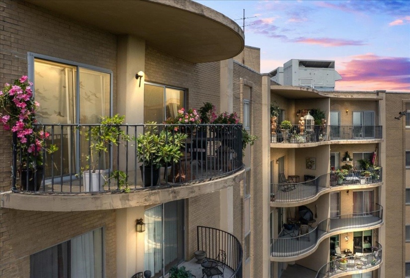 View of building exterior to show how these balconices have great space and are so useful.  There are 3 of these in 12AB