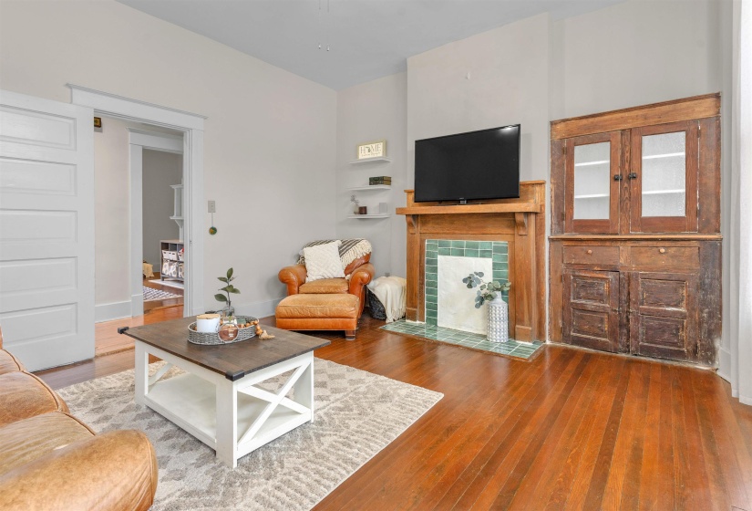Hardwood flooring throughout the main living area
