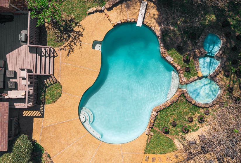 Aerial view of a pool