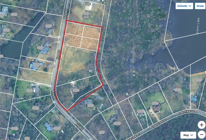 Map / location with property parcel outlined