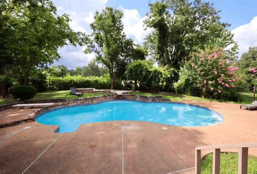 View of pool with patio surround and a diving board