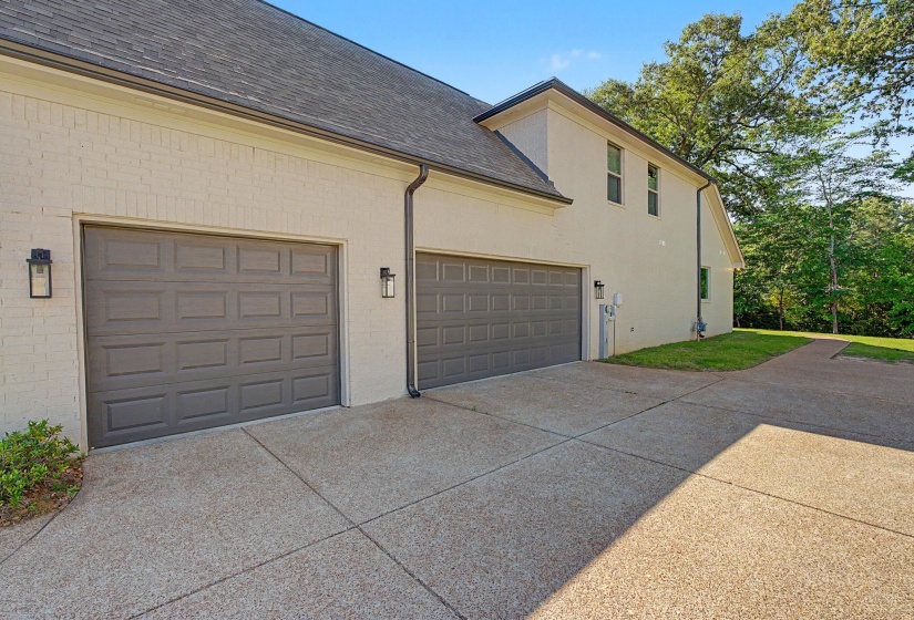 Exterior brick construction with a light-colored finish