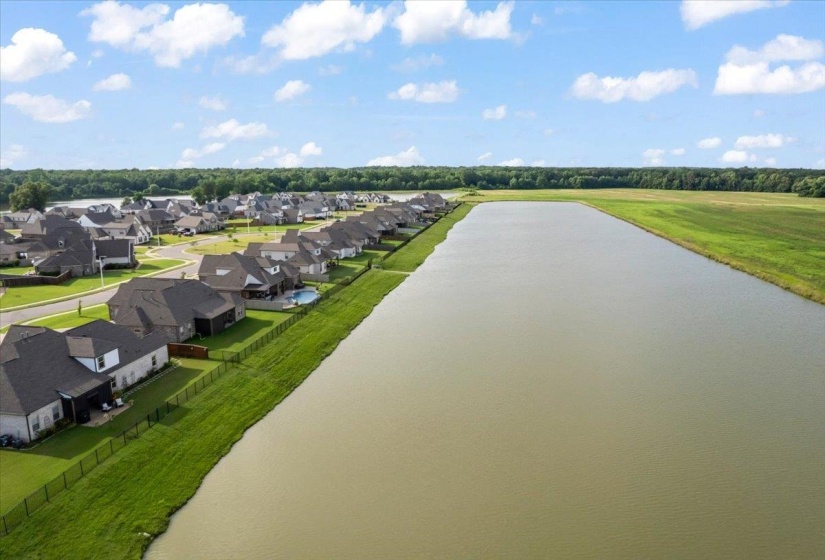 Aerial view of a large body of water