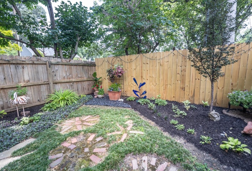View of fenced backyard