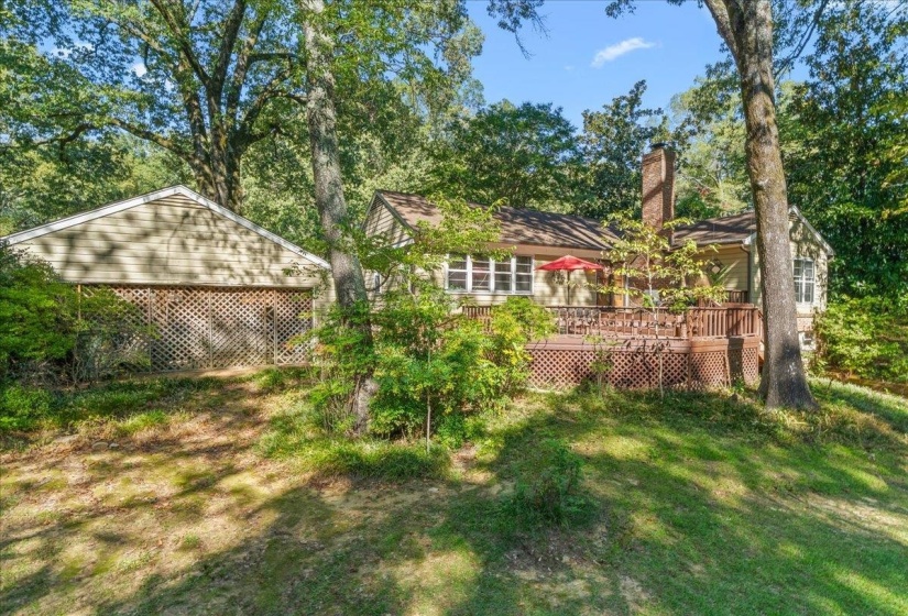 View of yard with a deck