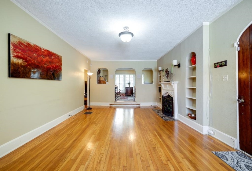 Hardwood flooring throughout the main living area