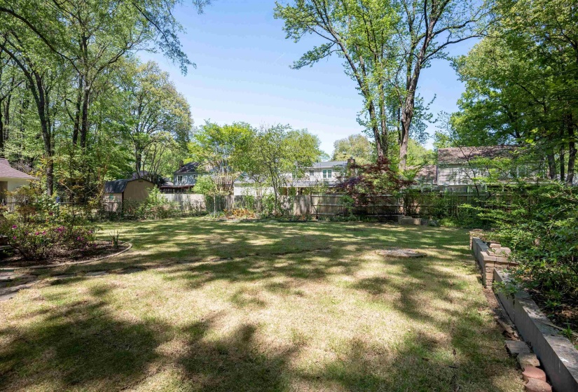View of fenced backyard