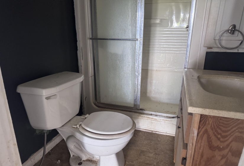 White toilet with dark wall accent