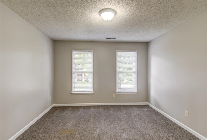 Neutral wall paint with textured ceiling