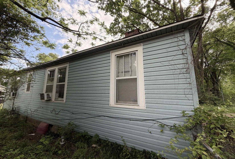 Light blue horizontal siding exterior